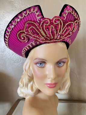 RADIANT 1940\'s PURPLE FELT HAT + UPTURNED BRIM  + MATCHING LONG FEATHER & QUILL purple-felt-hat-with-feathers-  main image 4